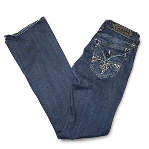 Rock Revival Women’s Size 28 Sora Bootcut Jeans Dark Wash Embellished Flap Pocke